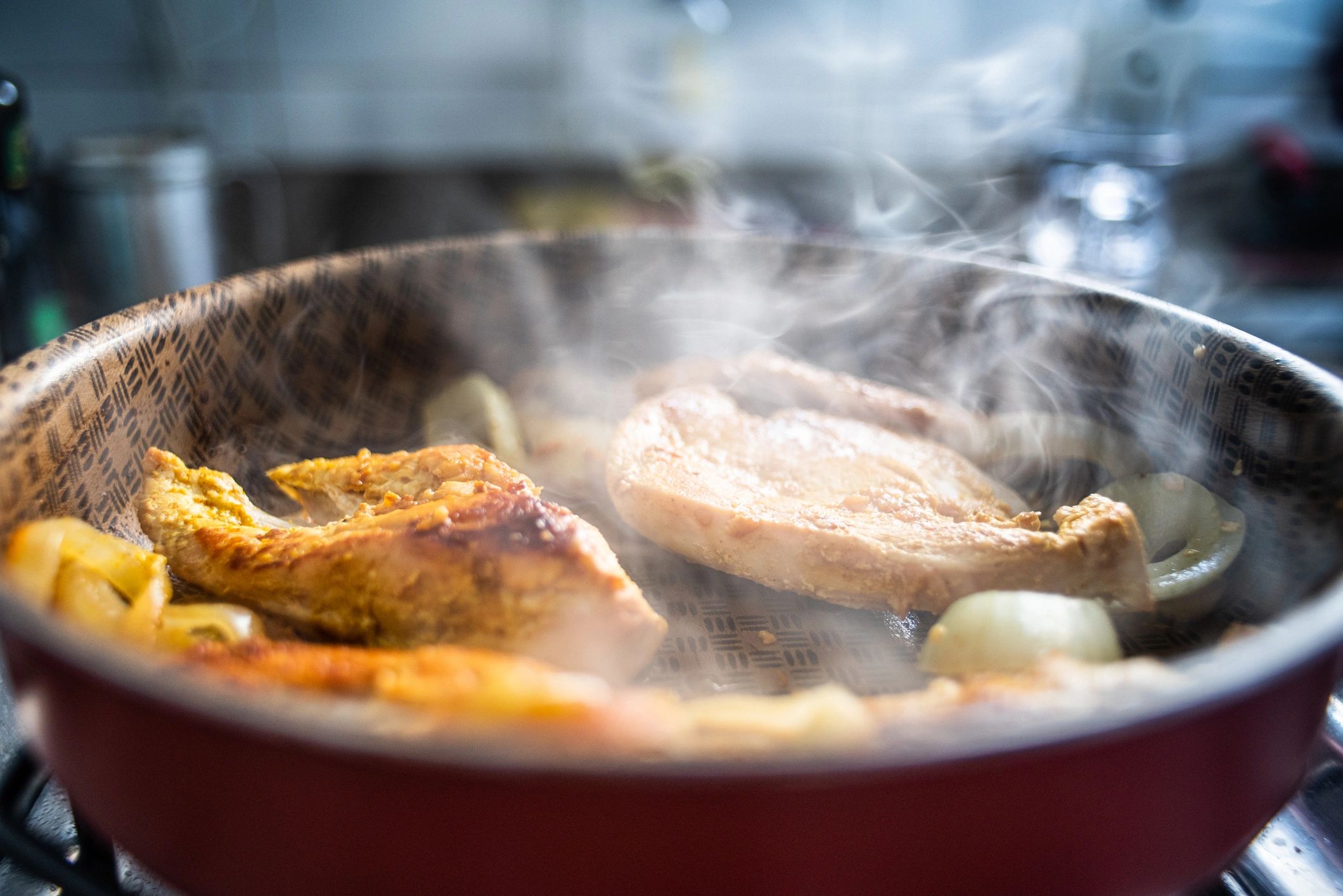 Chicken cooking in a skillet for a quick dinner
