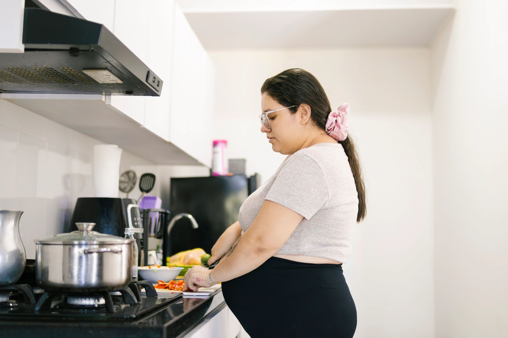 Mom cooking in a warm home kitchen